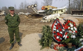 Místo katastrofy v západoruském Smolensku.